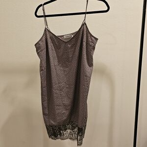 Polka Dot Slip Dress with Lace Trim